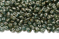 Бусины SuperDuo 2,5х5мм, отверстие 0,8мм, цвет 60020/86805 бирюза/травертин, 706-250, 10г (около 120шт)