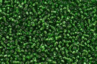 Бисер Гонконг 10/0 2,3мм цвет 52 зеленый, серебряная линия внутри, около 95г