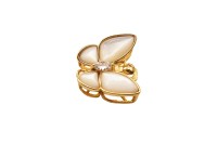 Замок-защелка Бабочка 16х16х8мм, отверстие 2мм, цвет золото, латунь/перламутр/фианит, 18К позолота, 06-048, 1шт