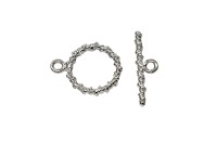 Замок тогл Круглый 16х13х2мм/18х5х2мм, отверстие 1мм, цвет платина, латунь, 12-056, 1 комплект