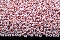 Бисер чешский PRECIOSA круглый 10/0 03890 белый с красными полосками, непрозрачный, 1 сорт, 50г
