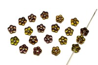 Бусина Flower 5мм, отверстие 1мм, цвет 00030/95400 хрусталь/салатовый радужный, 733-088, 20шт