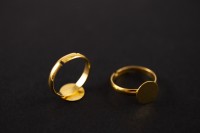 Основа для кольца 17мм (регулируется), диаметр площадки 10мм, цвет золото, латунь, 15-010, 1шт