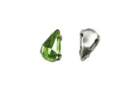 Кристалл Капля 8х5мм пришивной в оправе, цвет салатовый, стекло, 43-136, 2шт