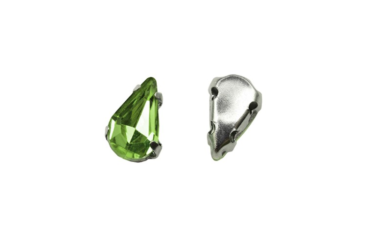 Кристалл Капля 8х5мм пришивной в оправе, цвет салатовый, стекло, 43-136, 2шт Кристалл Капля 8х5мм пришивной в оправе, цвет салатовый, стекло, 43-136, 2шт