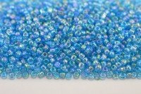 Бисер китайский круглый размер 12/0, цвет 0163 голубой прозрачный, радужный, 450г