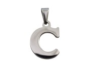 Подвеска-буква C 20х15х1,8мм, отверстие 3х7мм, цвет стальной, хирургическая сталь, 22-521, 1шт