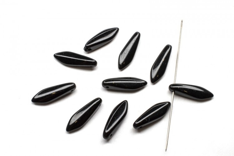 Бусины Dagger beads 16х5мм, отверстие 0,8мм, цвет 23980 черный непрозрачный, 736-050, 10шт Бусины Dagger beads 16х5мм, отверстие 0,8мм, цвет 23980 черный непрозрачный, 736-050, 10шт