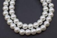 Жемчуг искусственный 10мм, отверстие 1мм, цвет белый, 514-034, 1 нить (около 80см, около 85шт)