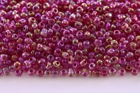 Бисер китайский круглый размер 12/0, цвет 0203 прозрачный, красная линия внутри, радужный, 450г