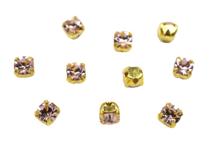 Шатоны Preciosa Maxima 3,2мм в оправе, цвет vintage rose DF/gold, 63-302, 10шт Шатоны Preciosa Maxima 3,2мм в оправе, цвет vintage rose DF/gold, 63-302, 10шт