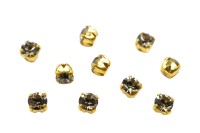 Шатоны Preciosa Maxima 3,2мм в оправе, цвет black diam DF/gold, 63-203, 10шт