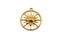 Подвеска Солнце 26,5х24х3мм, отверстие 1,4мм, цвет золото, хирургическая сталь, 18k позолота, 22-048, 1шт