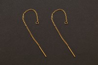 Гвоздики основы для серег Цепочка 100х0,5х0,8мм, отверстие 2мм, цвет золото, хирургическая сталь, 21-621, 1 пара