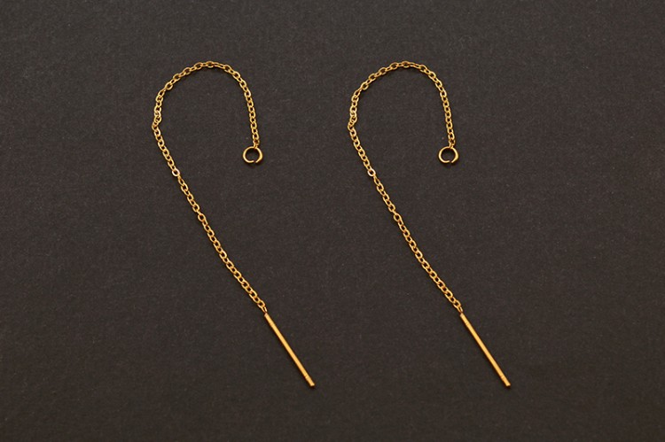 Гвоздики основы для серег Цепочка 100х0,5х0,8мм, отверстие 2мм, цвет золото, хирургическая сталь, 21-621, 1 пара Гвоздики основы для серег Цепочка 100х0,5х0,8мм, отверстие 2мм, цвет золото, хирургическая сталь, 21-621, 1 пара