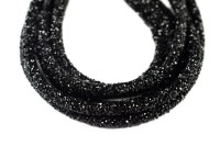 Стразовый шнур, диаметр 6-7мм, внутренний диаметр 2мм, цвет черный, материал стразы/каучук, 55-012, около 50см