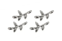 Коннектор-соединитель 1х1 Веточка 17х9х3мм, отверстие 1мм, цвет античное серебро, сплав металлов, 14-113, 4шт