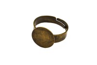 Основа для кольца 17мм (регулируется), диаметр площадки 12мм, цвет античная бронза, латунь, 15-013, 1шт