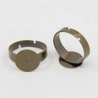 Основа для кольца 17мм (регулируется), диаметр площадки 12мм, цвет античная бронза, латунь, 15-013, 1шт