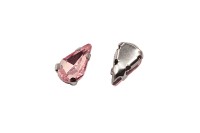 Кристалл Капля 8х5мм пришивной в оправе, цвет розовый, стекло, 43-139, 2шт