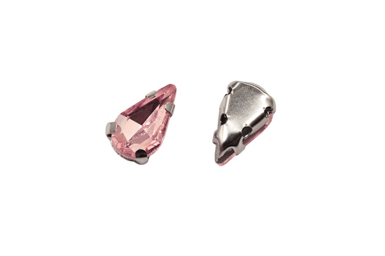 Кристалл Капля 8х5мм пришивной в оправе, цвет розовый, стекло, 43-139, 2шт Кристалл Капля 8х5мм пришивной в оправе, цвет розовый, стекло, 43-139, 2шт