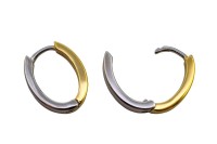 Серьги Конго Овал 17х13х3мм, латунь, родий/позолота, 21-489, 1 пара