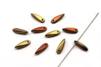 Бусины Dagger beads 11х3мм, отверстие 0,8мм, цвет 23980/98572 Jet California Gold Rush матовый, 736-046, 10шт