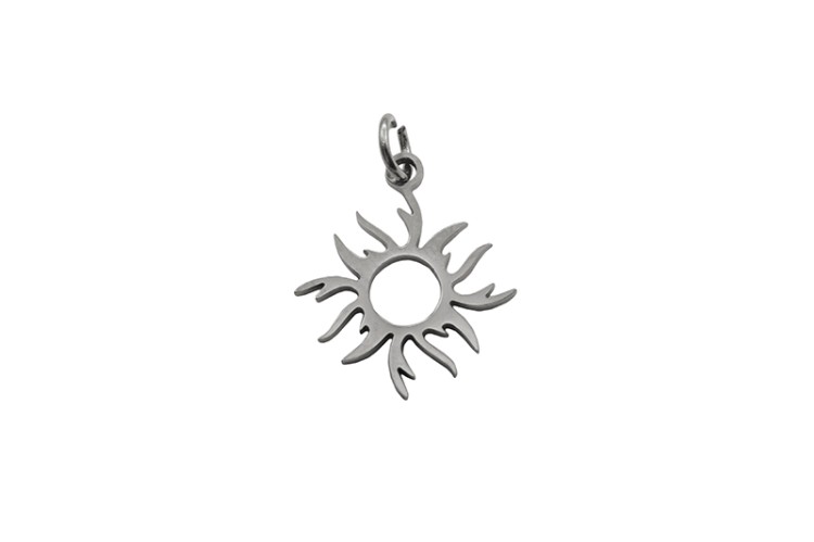 Подвеска Солнце 18х15х1мм, отверстие 3мм, цвет стальной, хирургическая сталь, 22-061, 1шт Подвеска Солнце 18х15х1мм, отверстие 3мм, цвет стальной, хирургическая сталь, 22-061, 1шт
