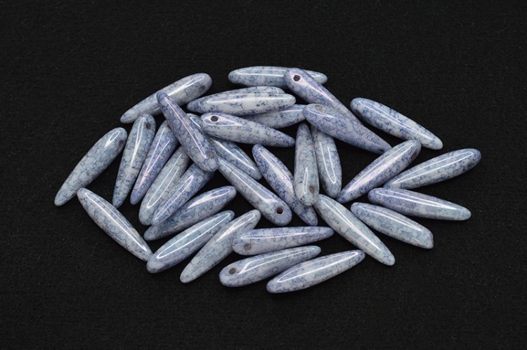 Бусины Thorn beads 5х16мм, цвет 03000/15464 белый мел/синий мрамор, 719-009, около 10г (около 32шт) Бусины Thorn beads 5х16мм, цвет 03000/15464 белый мел/синий мрамор, 719-009, около 10г (около 32шт)