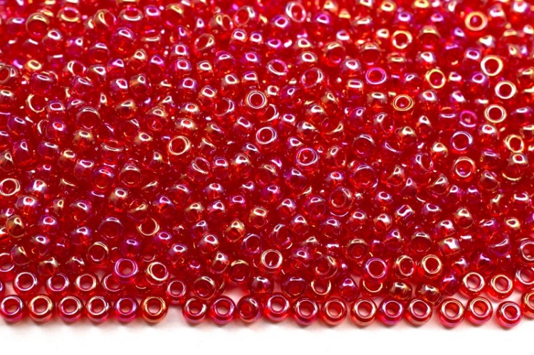 Бисер японский MIYUKI круглый 11/0 #0254 красный, радужный прозрачный, 10 грамм Бисер японский MIYUKI круглый 11/0 #0254 красный, радужный прозрачный, 10 грамм