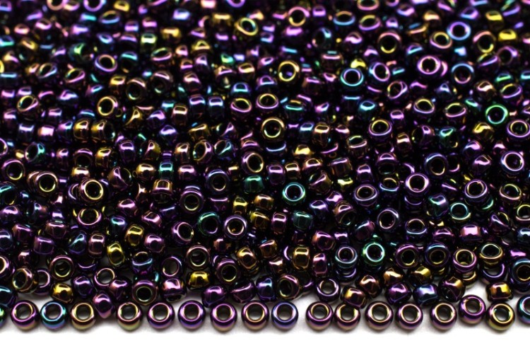 Бисер японский MIYUKI круглый 15/0 #0454 фиолетовый ирис, металлизированный, 10 грамм Бисер японский MIYUKI круглый 15/0 #0454 фиолетовый ирис, металлизированный, 10 грамм