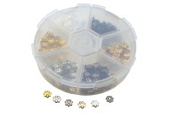 Набор обнимателей для бусин 6х1мм, отверстие 1мм, ассорти цветов, железо, 02-042, 1уп (около 500шт)