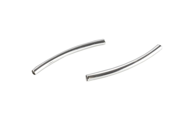 Бусина трубочка гладкая изогнутая 25х2мм, отверстие 1,5мм, цвет серебро, латунь, 24-038, 10шт Бусина трубочка гладкая изогнутая 25х2мм, отверстие 1,5мм, цвет серебро, латунь, 24-038, 10шт