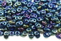 Бусины SuperDuo 2,5х5мм, отверстие 0,8мм, цвет 23980/21455 сине-зеленый ирис, 706-226, 10г (около 120шт)