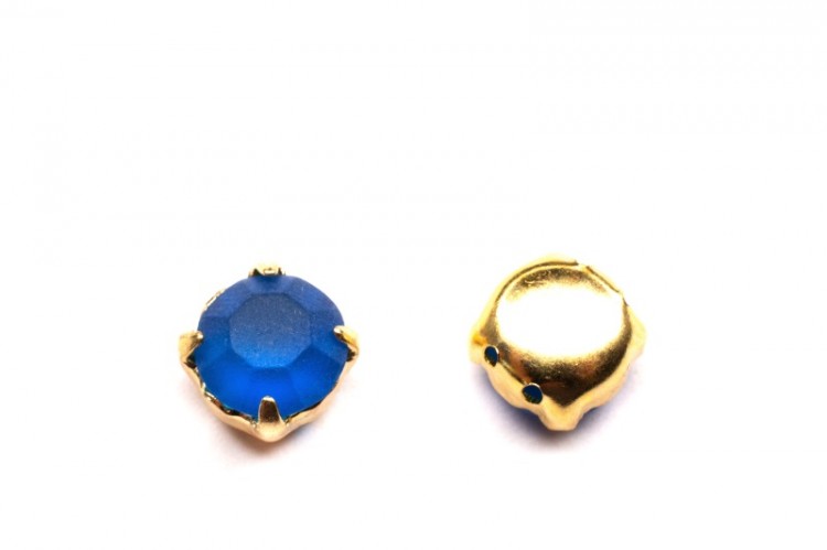 Шатоны Preciosa Maxima 8,3мм в оправе, цвет mat capri blue DF/gold, 63-143, 4шт Шатоны Preciosa Maxima 8,3мм в оправе, цвет mat capri blue DF/gold, 63-143, 4шт