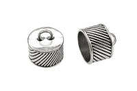 Концевик 16х16мм, внутренний диаметр 14мм, отверстие 4мм, цвет античное серебро, сплав металлов, 01-249, 2шт