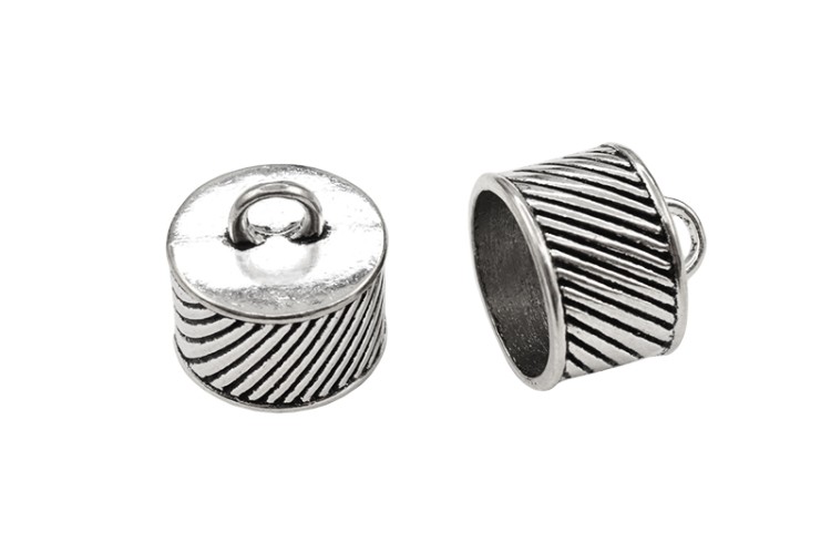 Концевик 16х16мм, внутренний диаметр 14мм, отверстие 4мм, цвет античное серебро, сплав металлов, 01-249, 2шт Концевик 16х16мм, внутренний диаметр 14мм, отверстие 4мм, цвет античное серебро, сплав металлов, 01-249, 2шт