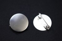 Основа для броши круглая 20мм, цвет серебро, латунь/железо, 18-051, 1шт