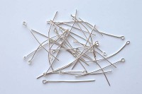 ОПТ Штифты для бижутерии с петелькой 45х0,7мм, отверстие 2мм, цвет серебро, железо, опт-30-045, 100г (около 640шт)