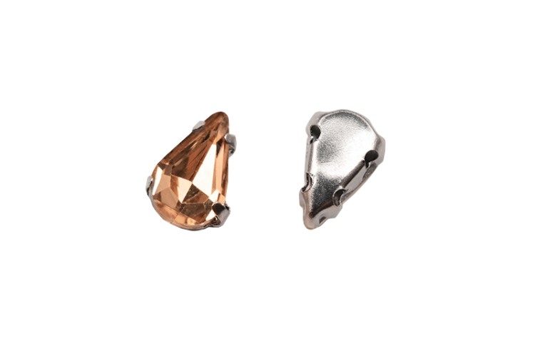 Кристалл Капля 8х5мм пришивной в оправе, цвет персиковый, стекло, 43-145, 2шт Кристалл Капля 8х5мм пришивной в оправе, цвет персиковый, стекло, 43-145, 2шт