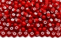 Бисер чешский PRECIOSA круглый 4/0 93730 красный, белая линия внутри, 50 грамм