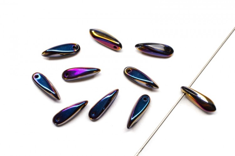 Бусины Dagger beads 11х3мм, отверстие 0,8мм, цвет 23980/29503 разноцветный перелив непрозрачный, 736-049, 10шт Бусины Dagger beads 11х3мм, отверстие 0,8мм, цвет 23980/29503 разноцветный перелив непрозрачный, 736-049, 10шт