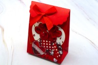 Подарочный пакет 10,5х7,5см, красная гамма, картон, 31-035, 1шт