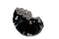 Срез Агата природного, оттенок чёрный, 55х40х6мм, отверстие 2мм, 37-415, 1шт