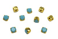 Шатоны Preciosa Maxima 3,2мм в оправе, цвет turquoise U/gold, 63-300, 10шт