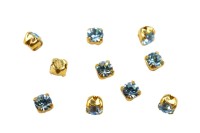 Шатоны Preciosa Maxima 3,2мм в оправе, цвет aquamarine DF/gold, 63-201, 10шт
