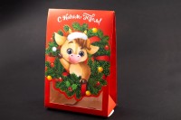 Подарочная коробочка С Новым годом 22х15х7см, цвет красный, картон, 31-045, 1шт