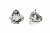 Концевик Лепестки 22х16мм, внутренний диаметр 14мм, отверстие 2мм, цвет платина, латунь, 01-218, 2шт