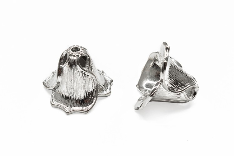 Концевик Лепестки 22х16мм, внутренний диаметр 14мм, отверстие 2мм, цвет платина, латунь, 01-218, 2шт Концевик Лепестки 22х16мм, внутренний диаметр 14мм, отверстие 2мм, цвет платина, латунь, 01-218, 2шт