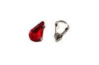 Кристалл Капля 8х5мм пришивной в оправе, цвет красный, стекло, 43-152, 2шт